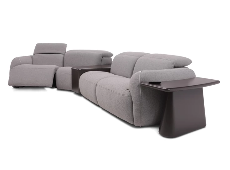 Relaxfunctie Salon Mindful 3289 met bijzettafels stof grijs Natuzzi Italia