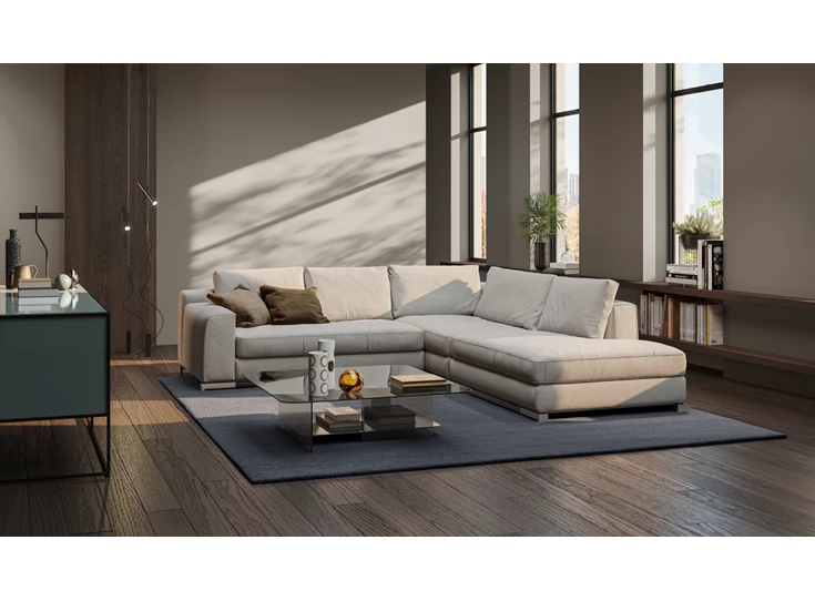 Zijkant Hoeksalon Leaf 3188 stof wit Natuzzi Italia