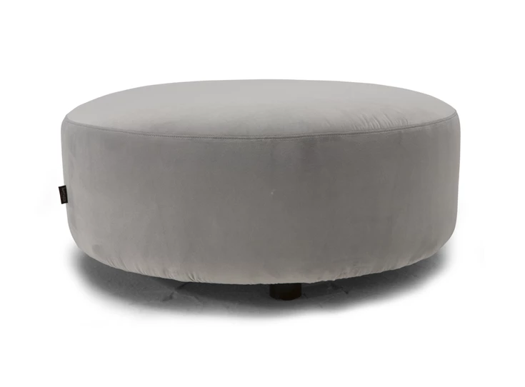 Grote ronde poef Melpot 3039 stof fluweel grijs Natuzzi Italia