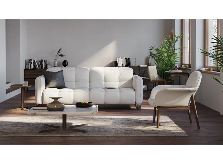 Front Canapé 3-zit Philo 2957 leder wit Natuzzi Italia