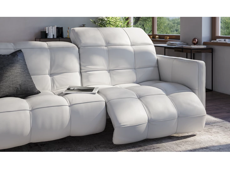Sfeerfoto Salon 3-zit Philo 2957 met relaxen leder wit Natuzzi Italia