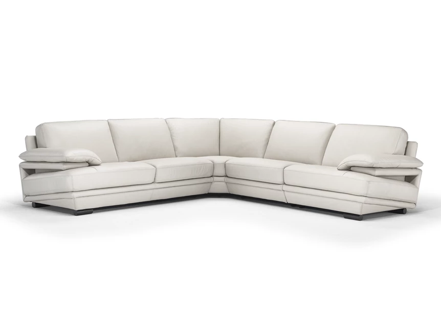 Zonder hoofdsteun Hoeksalon Plaza 2030 rechte hoek leder wit Natuzzi Italia