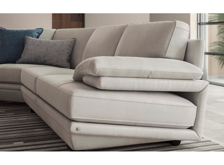 Detail Hoeksalon Plaza 2030 rechte hoek leder wit Natuzzi Italia