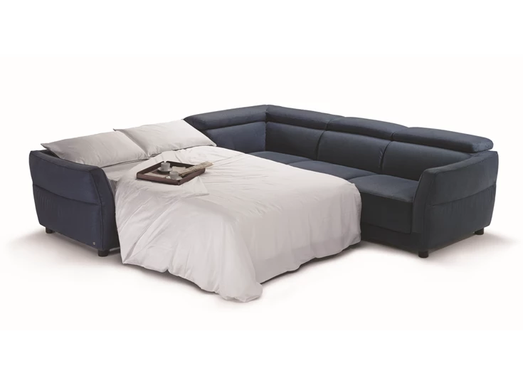 Matras open Hoekzetel slaapbank Notturno 2784 stof blauw Natuzzi Italia