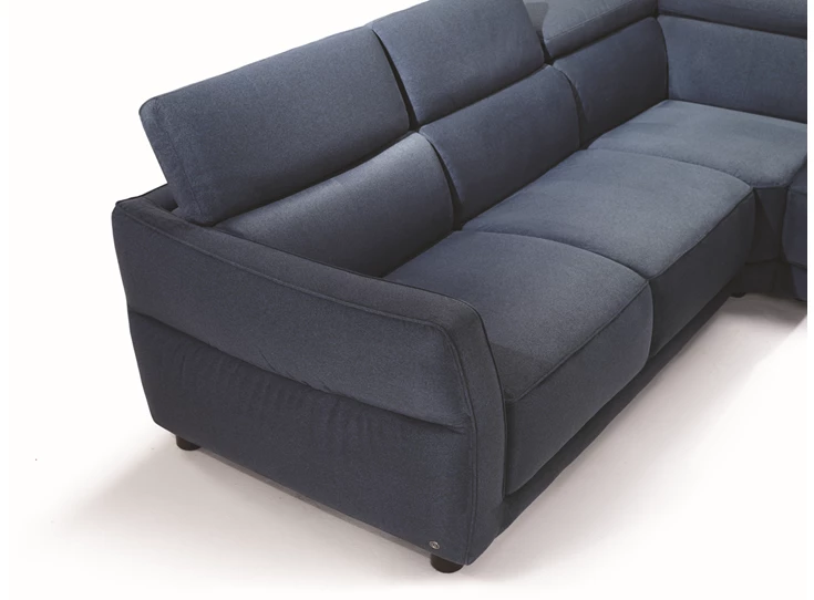 Verstelbare hoofdsteunen Hoekzetel slaapbank Notturno 2784 stof blauw Natuzzi Italia
