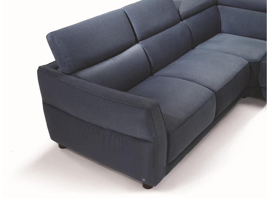 Verstelbare hoofdsteunen Hoekzetel slaapbank Notturno 2784 stof blauw Natuzzi Italia