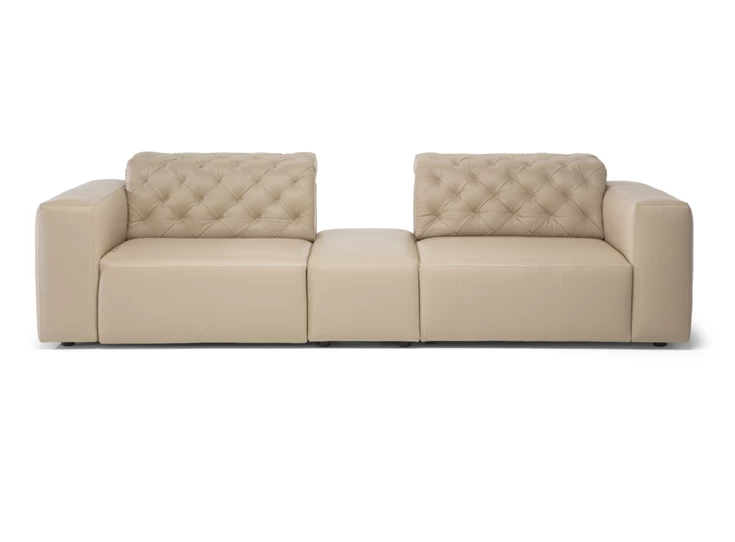 Front Zetel 3-zit Skyline 3150 leder beige Natuzzi Italia