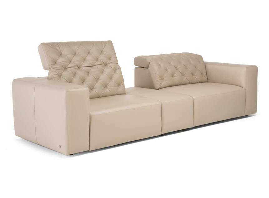 Verstelbare hoofdsteunen Zetel 3-zit Skyline 3150 leder beige Natuzzi Italia