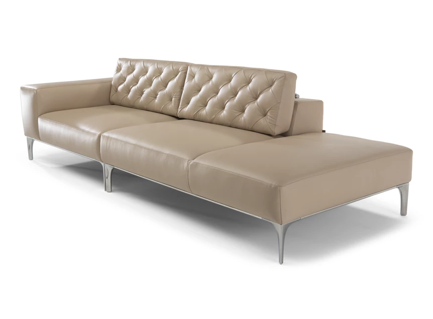 Zijkant Canapé open eiland Skyline 3150 leder beige Natuzzi Italia