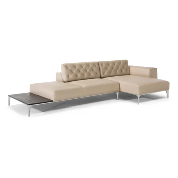 Zetel met longchair Skyline 3150 open eiland leder beige Natuzzi Italia
