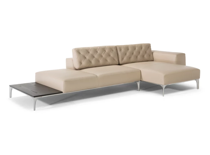 Zetel met longchair Skyline 3150 open eiland leder beige Natuzzi Italia
