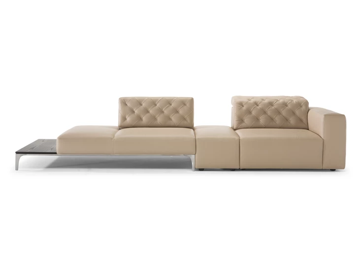 Front Sofa open eiland Skyline 3150 mix staand poten leder beige Natuzzi Italia