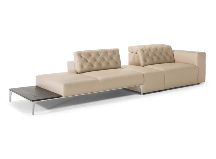 Sofa open eiland Skyline 3150 mix staand poten leder beige Natuzzi Italia