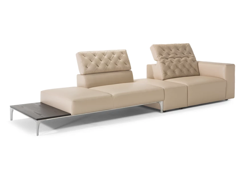 Verstelbaar Sofa open eiland Skyline 3150 mix staand poten leder beige Natuzzi Italia
