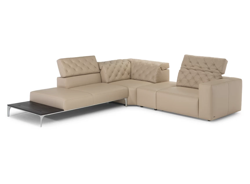 Diepteverstelling Hoekzetel Skyline 3150 open eiland leder beige Natuzzi Italia