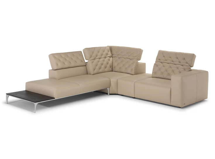 Verstelbare hoofdsteunen Hoekzetel Skyline 3150 open eiland leder beige Natuzzi Italia