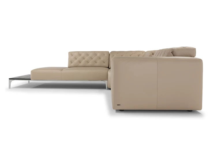 Zijkant Hoekzetel Skyline 3150 open eiland leder beige Natuzzi Italia