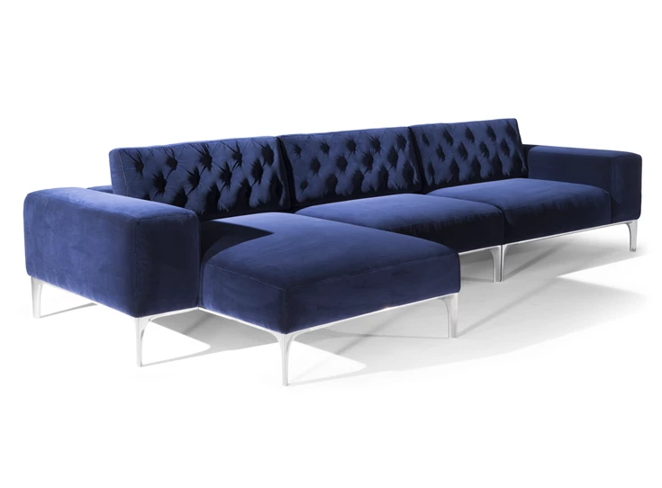 Zetel Skyline 3150 met longchair stof blauw Natuzzi Italia