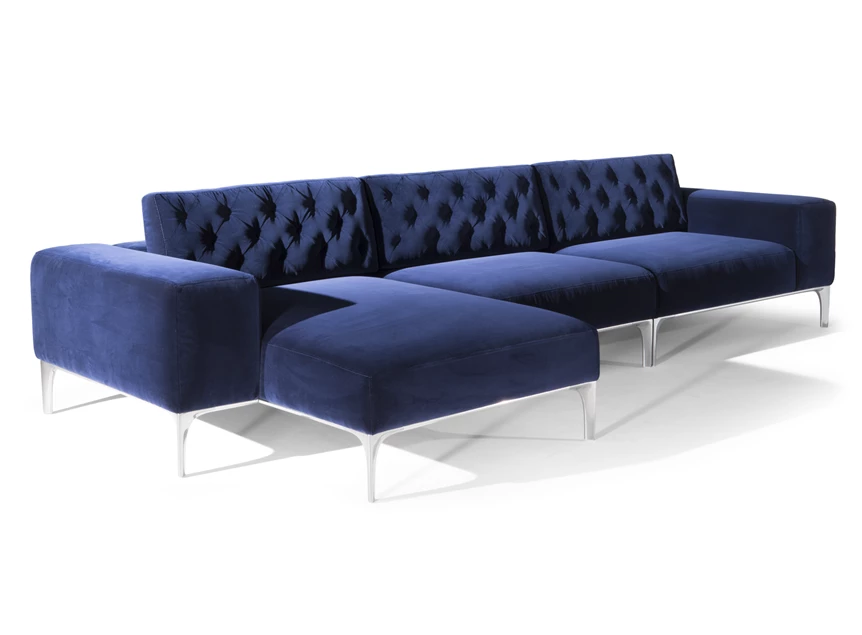 Zetel Skyline 3150 met longchair stof blauw Natuzzi Italia
