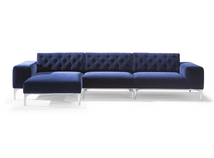 Front Zetel Skyline 3150 met longchair stof blauw Natuzzi Italia