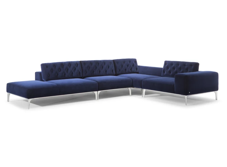 Hoeksalon Skyline 3150 open eiland stof blauw Natuzzi Italia