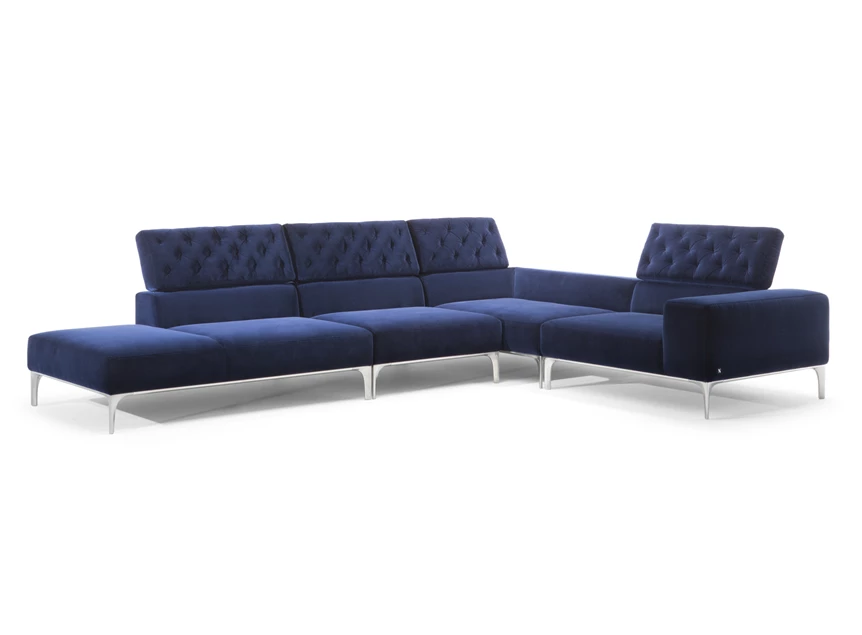 Diepteverstelling Hoeksalon Skyline 3150 open eiland stof blauw Natuzzi Italia