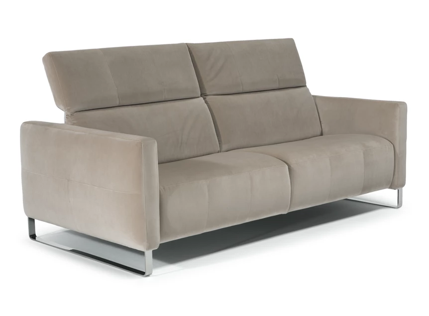 Verstelbare hoofdsteunen Sofa zetel 3-zit Sophy 3233 stof fluweel taupe Natuzzi Italia