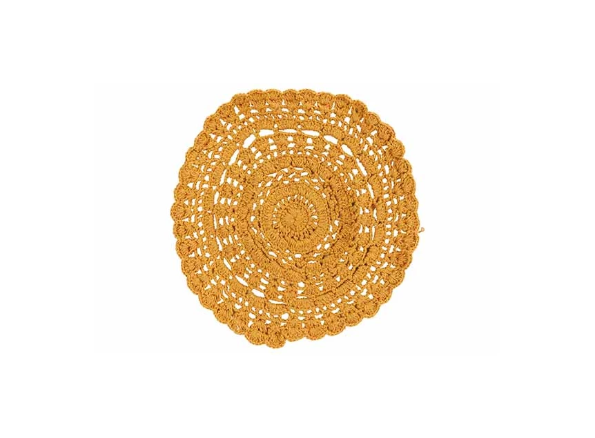 Crochet placemat- oker- Ø35cm- katoen