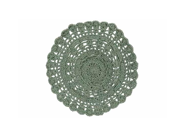 Crochet placemat- groen- Ø35cm- katoen
