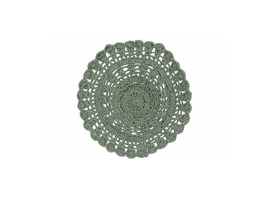 Crochet placemat- groen- Ø35cm- katoen