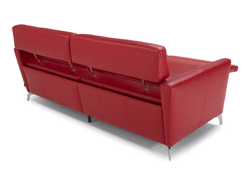 Verstelbare hoofdsteunen Canapé 3-zit Stan 3035 met relaxen leder rood Natuzzi Italia