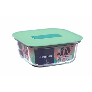 Unique bewaardaas- 53cl- vierkant- 14x14xh5,7cm- groen deksel