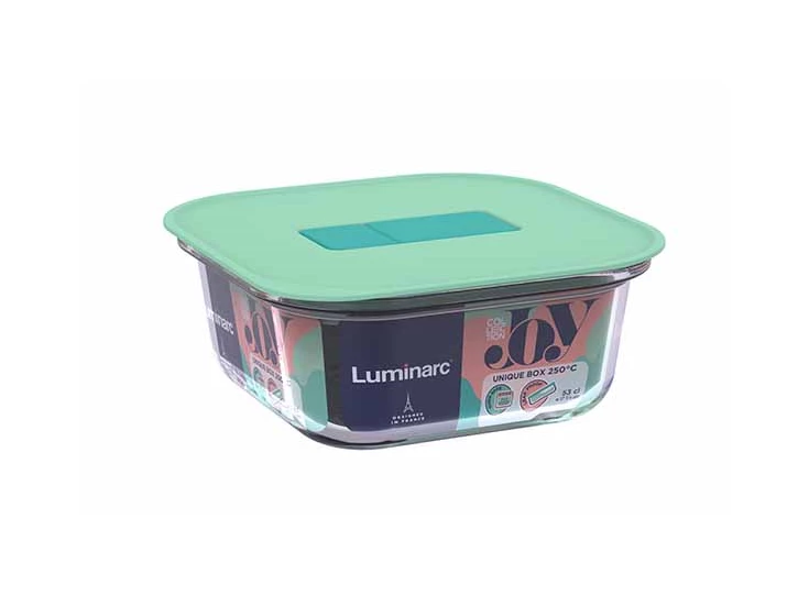 Unique bewaardaas- 53cl- vierkant- 14x14xh5,7cm- groen deksel