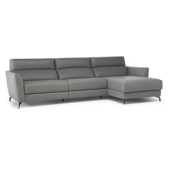 Zetel Stan 3035 met longchair leder grijs Natuzzi Italia