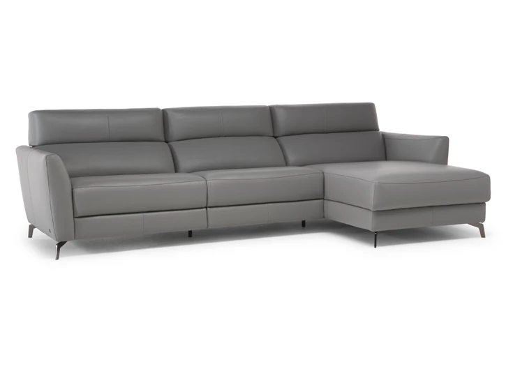 Zetel Stan 3035 met longchair leder grijs Natuzzi Italia