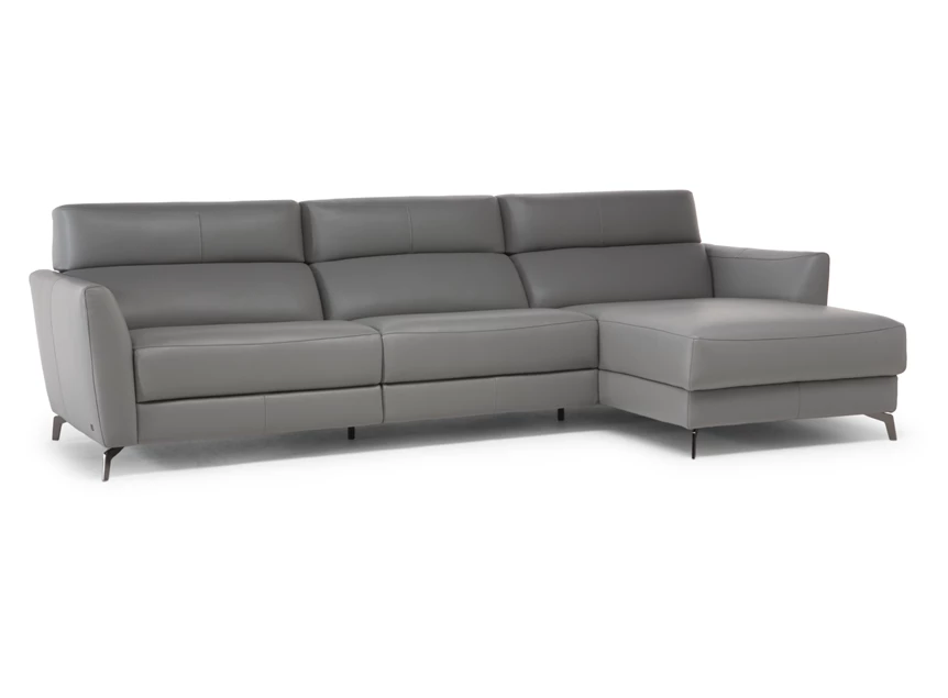 Zetel Stan 3035 met longchair leder grijs Natuzzi Italia