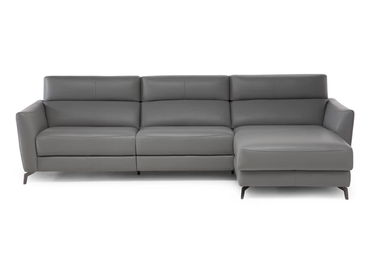 Front Zetel Stan 3035 met longchair leder grijs Natuzzi Italia