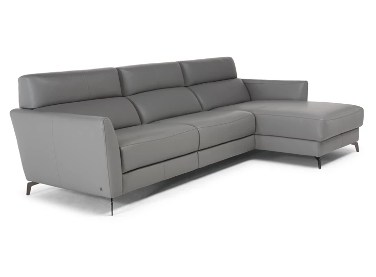 Zijkant Zetel Stan 3035 met longchair leder grijs Natuzzi Italia