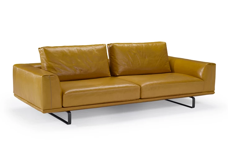Zijkant Salon canapé 3-zit Tempo 2834 leder geel Natuzzi Italia