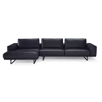 Zetel Tempo met longchair 2834 leder donkerblauw Natuzzi Italia