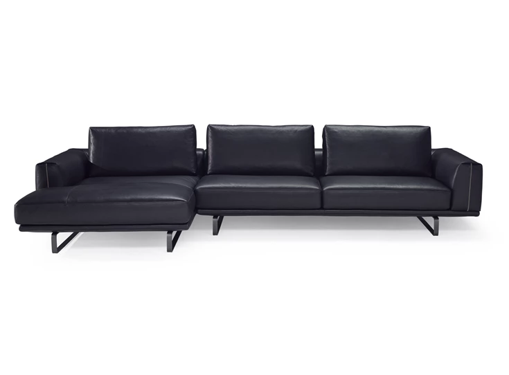Zetel Tempo met longchair 2834 leder donkerblauw Natuzzi Italia