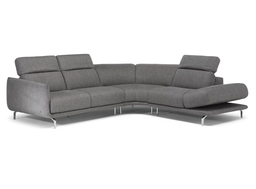 Verstelbare hoofdsteunen Hoeksalon Valzer 3222 ronde hoek stof grijs Natuzzi Italia