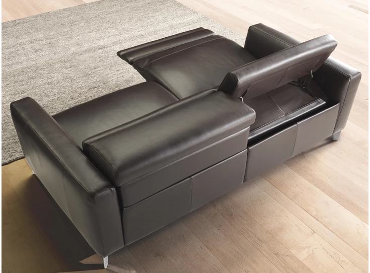 Bovenkant Canapé salon 3-zit Volo 2811 relaxen leder donkerbruin Natuzzi Italia
