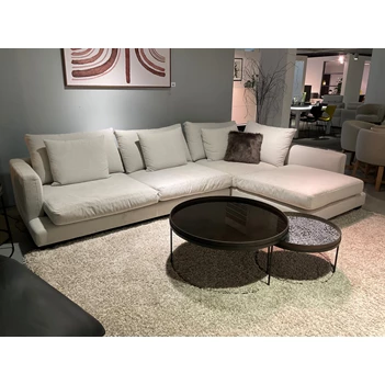 Salon Freestyle met longchair stof wit linnen Leda