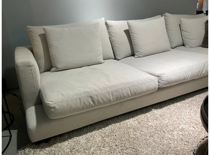 Zitting Salon Freestyle met longchair stof wit linnen Leda