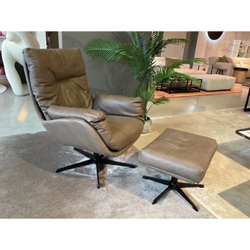 Bijzetzetel Romeo natuurleder bruin taupe Designwerk