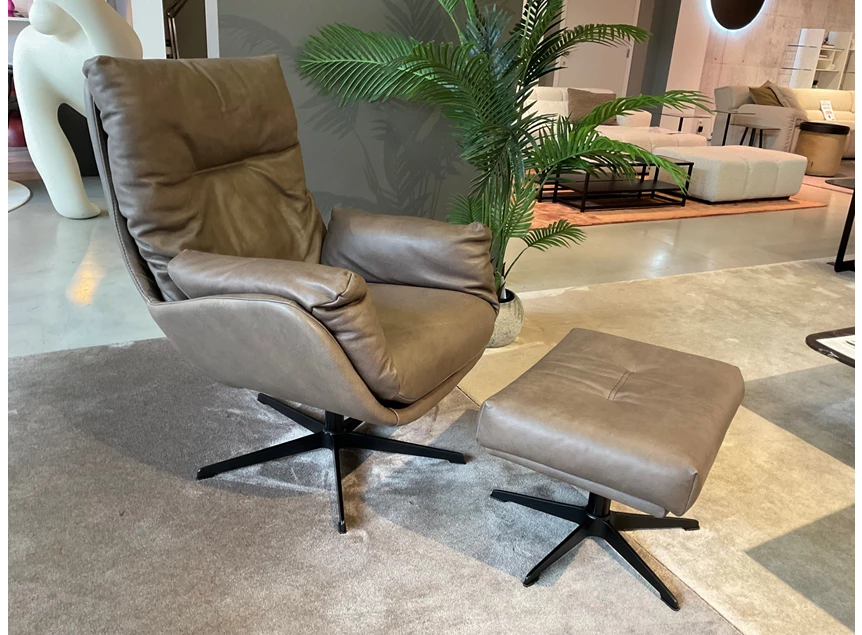 Bijzetzetel Romeo natuurleder bruin taupe Designwerk