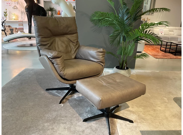 Front Bijzetzetel Romeo natuurleder bruin taupe Designwerk