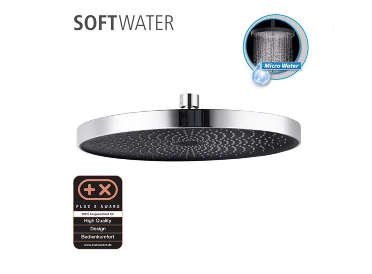 Softwater regendouche- Ø260- chroom/zwart- info