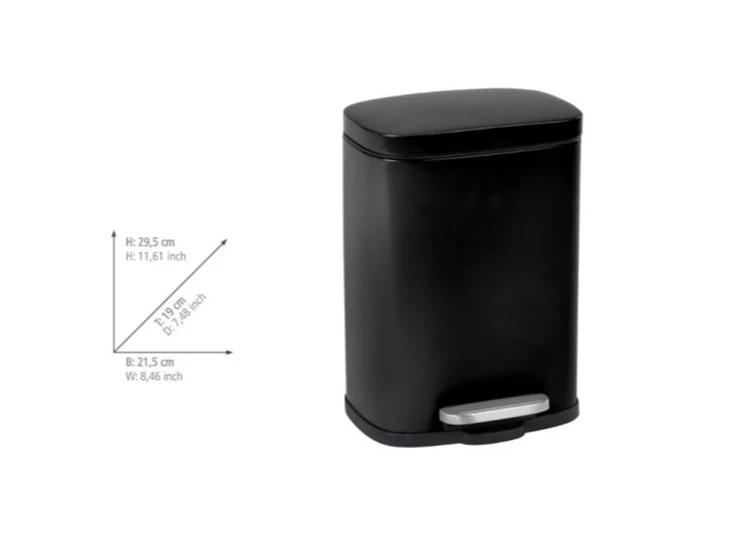 Leno afvalemmer- 5L- easy close- zwart- afmetingen